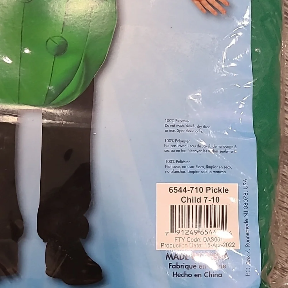 Pickle Costume Size 7-10